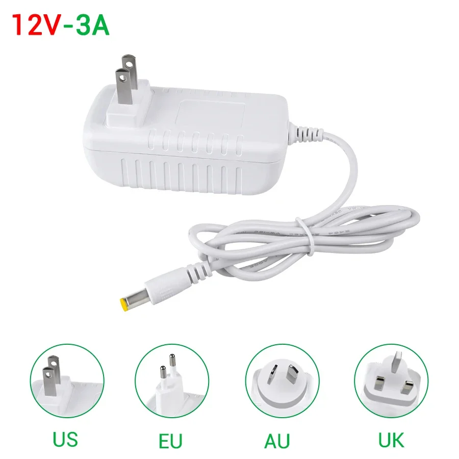 Switching Power Supply 12 V 24 V Volt Transformer 110V 220V AC to DC 12V 24V CCTV LED Strip Power Adapter Source 3A EU US UK AU