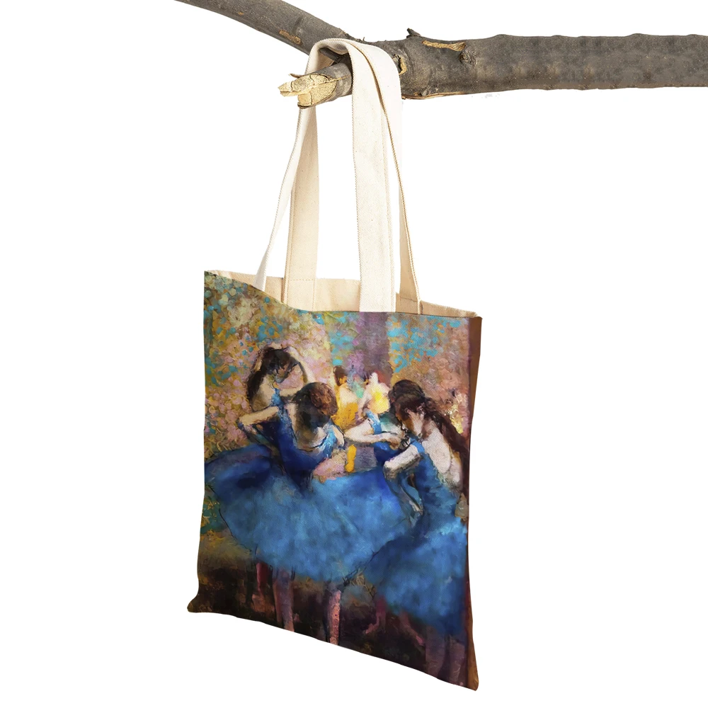 Johannes Vermeer Exhibition Rembrandt Lady Shopping Bags Double Print Nordic Shopper Bag Canvas Tote Women Supermarket Handbag