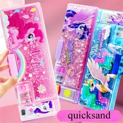 Estuche de lápices de unicornio con contraseña para niñas, Estuches Escolares Kawaii, arena movediza, papelería coreana, Estuche de lápices para pantalones