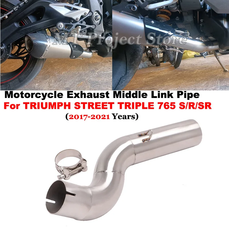 

For Triumph Street Triple 765 S R RS 2017-2021 Escape Moto Muffler Modify Connect Tube 51mm Motorcycle Exhaust Middle Link Pipe