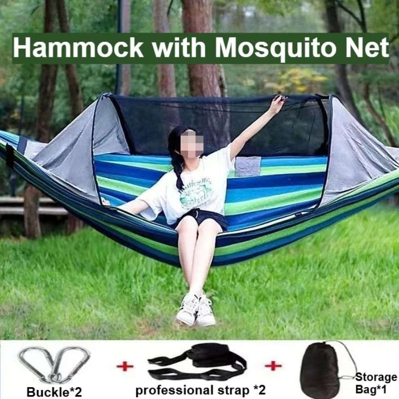 

1 Set Outdoor Craftsman Anti-rollover Quick Open Mosquito Net Children Adult Hammock Home Picnic Camping Anti-mosquito