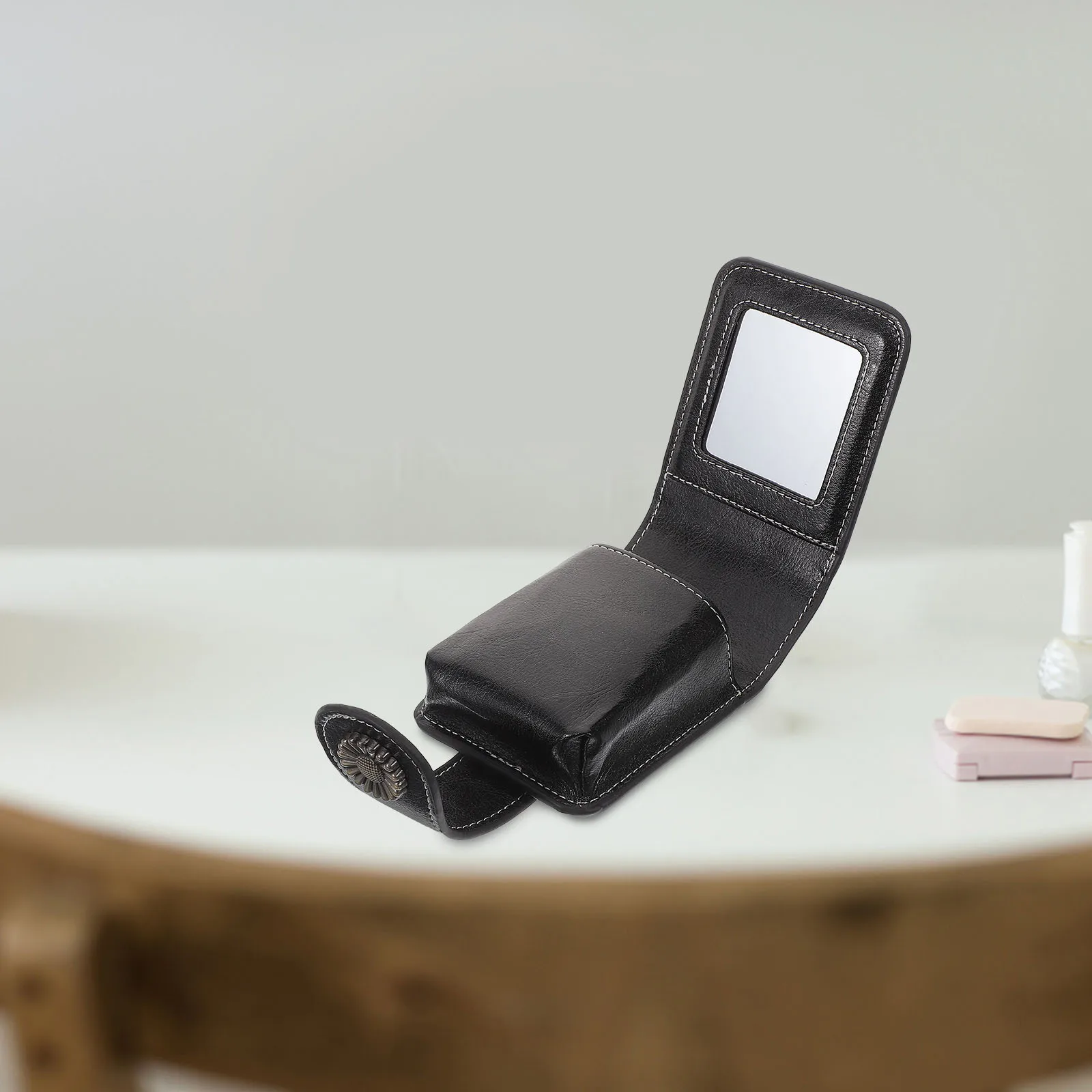 حقيبة أحمر شفاه نسائية مع حامل أحمر شفاه محمول بمرآة وحقيبة صغيرة لمحفظة المكياج ومنظم مستحضرات التجميل للسفر #5