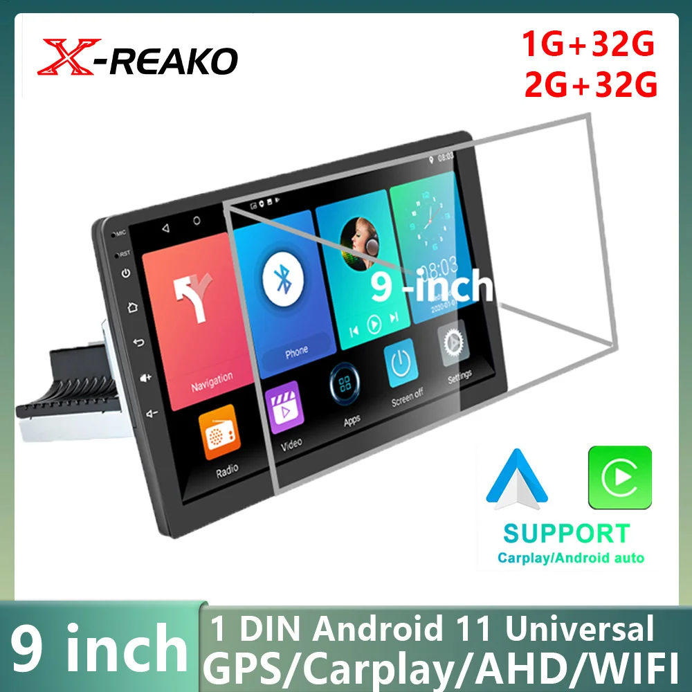 

X-REAKO 1 Din 9'' Andriod 11 Car Multimedia Player GPS BT Car Audio Wifi USB FM MirrorLink HD Car Audio Radio Stereo A