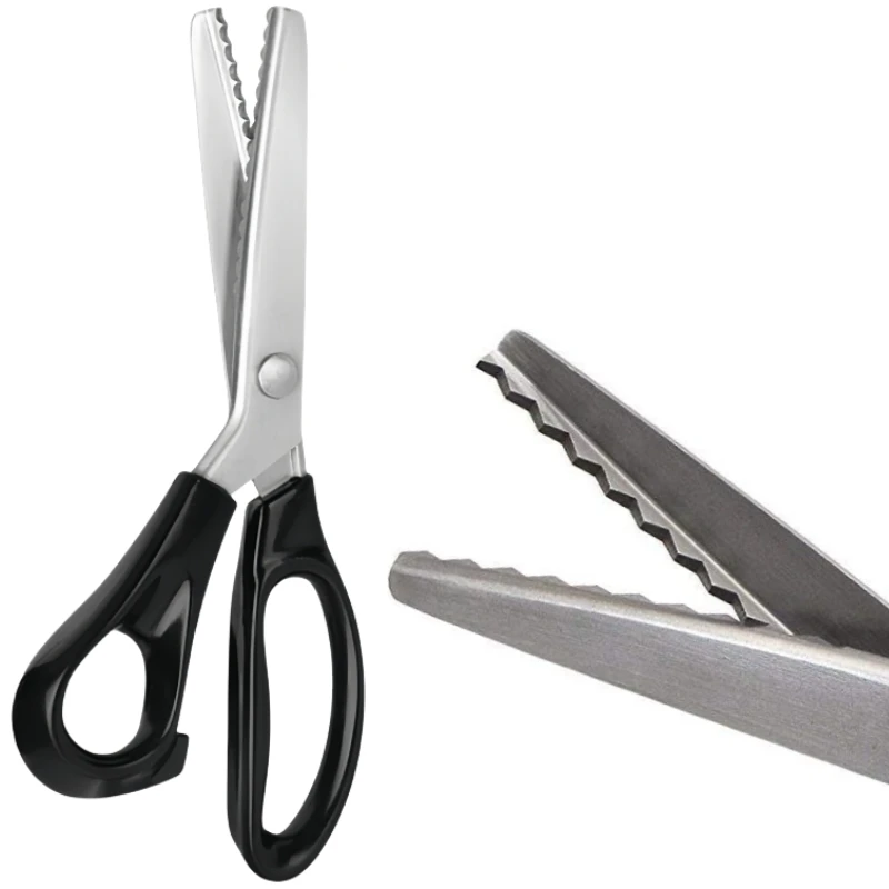 1Pcs Stainless Steel Pinking Shears Professional Tailor Craft Dressmaking Zig Zag Cut Scissors Sewing Tool for Fabric Lace Paper
