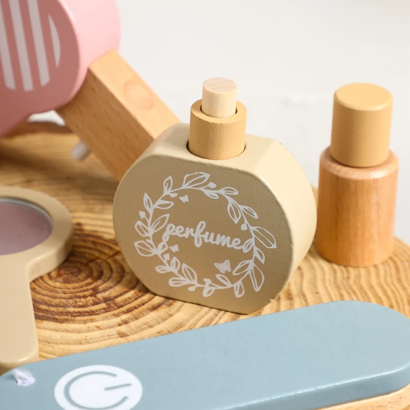 Juguetes de maquillaje Montessori para niños, juego de bloques de construcción de madera, accesorios de casa, juguetes educativos para niños,