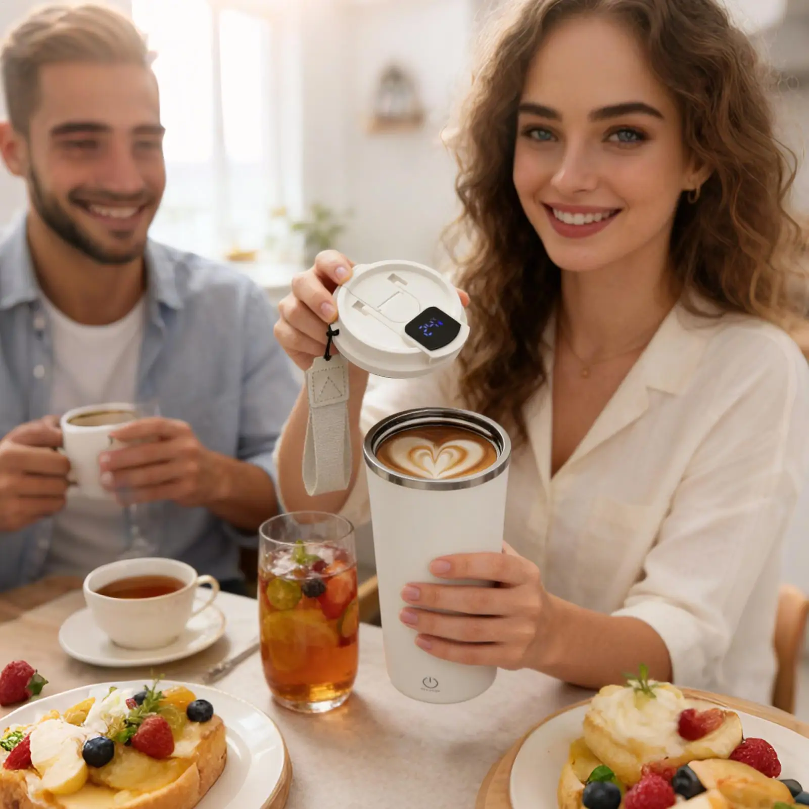 

Self Stirring Coffee Cup 400ml Electric Tumbler With Straw Automatic Magnetic Stirring Cup For Milk Protein Powder Oatmeal Flour