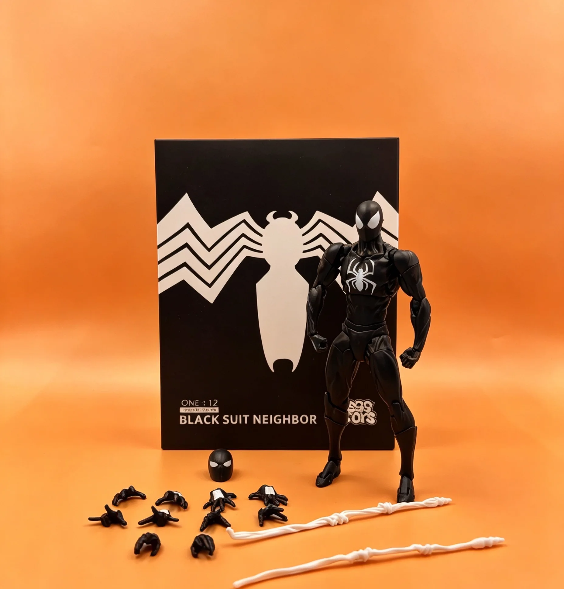 Bandai Black Neighbor Symbiote Spider-Man Action Figure; Venom Black Suit Articulated Figure; Desktop Collectible Model Boys Gif - view 3
