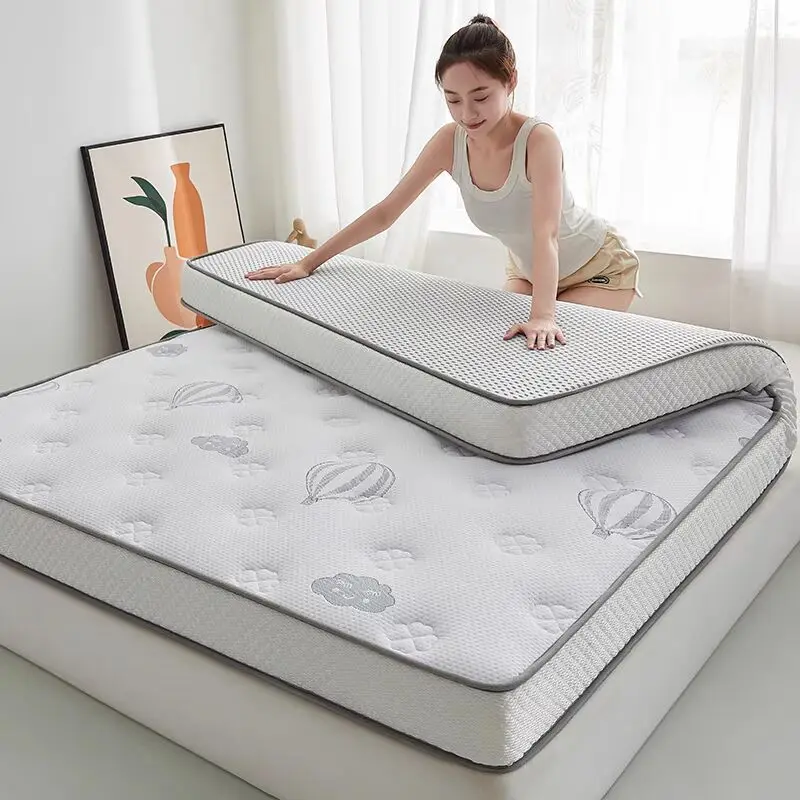 Folding Latex Mattress with Memory Foam Double Bed Knitted Embroidery  Support for Comfortable Sleeping Pad Single Tatami Mat