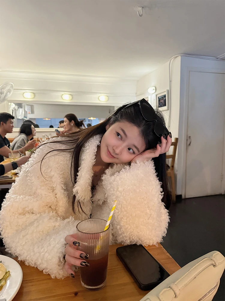 Superniniyy 여성용 롱 Sve 모직 모피 코트 스탠드 칼라 지퍼 루즈핏 헤어 텍스처 통근 슬레 겨울 아우터웨어