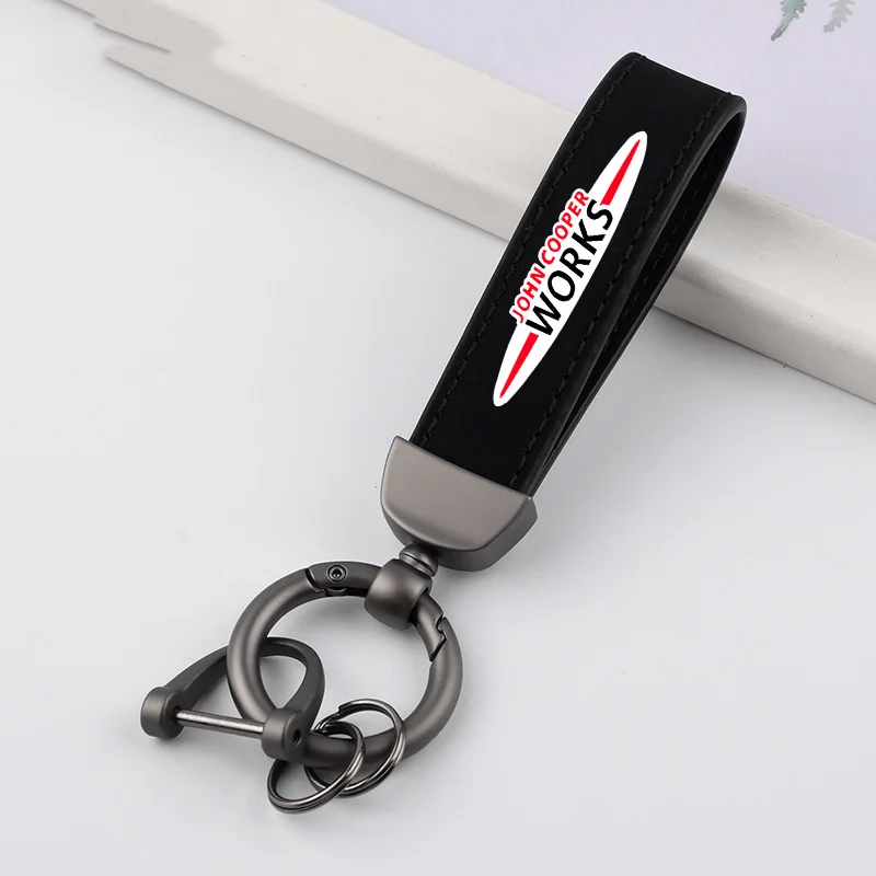 

Leather Keychain 360 Degree Rotating Horseshoe Buckle Fine Key Ring for MINI Cooper Clubman Countryman R55 R56 R60 R61 F56