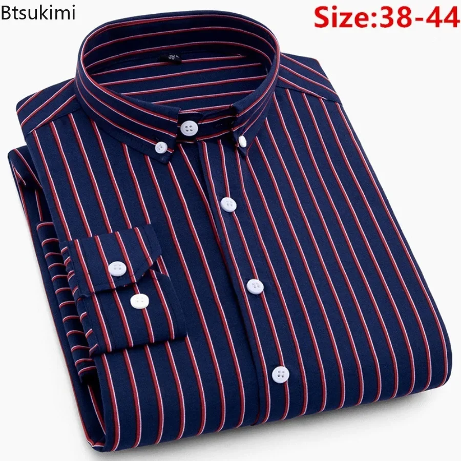 

2024 Spring Autumn Men's Print Striped Shirts Fashion Slim Fit Man Soft Casual Business Office Shirts Tops Men's Clothing Shirts