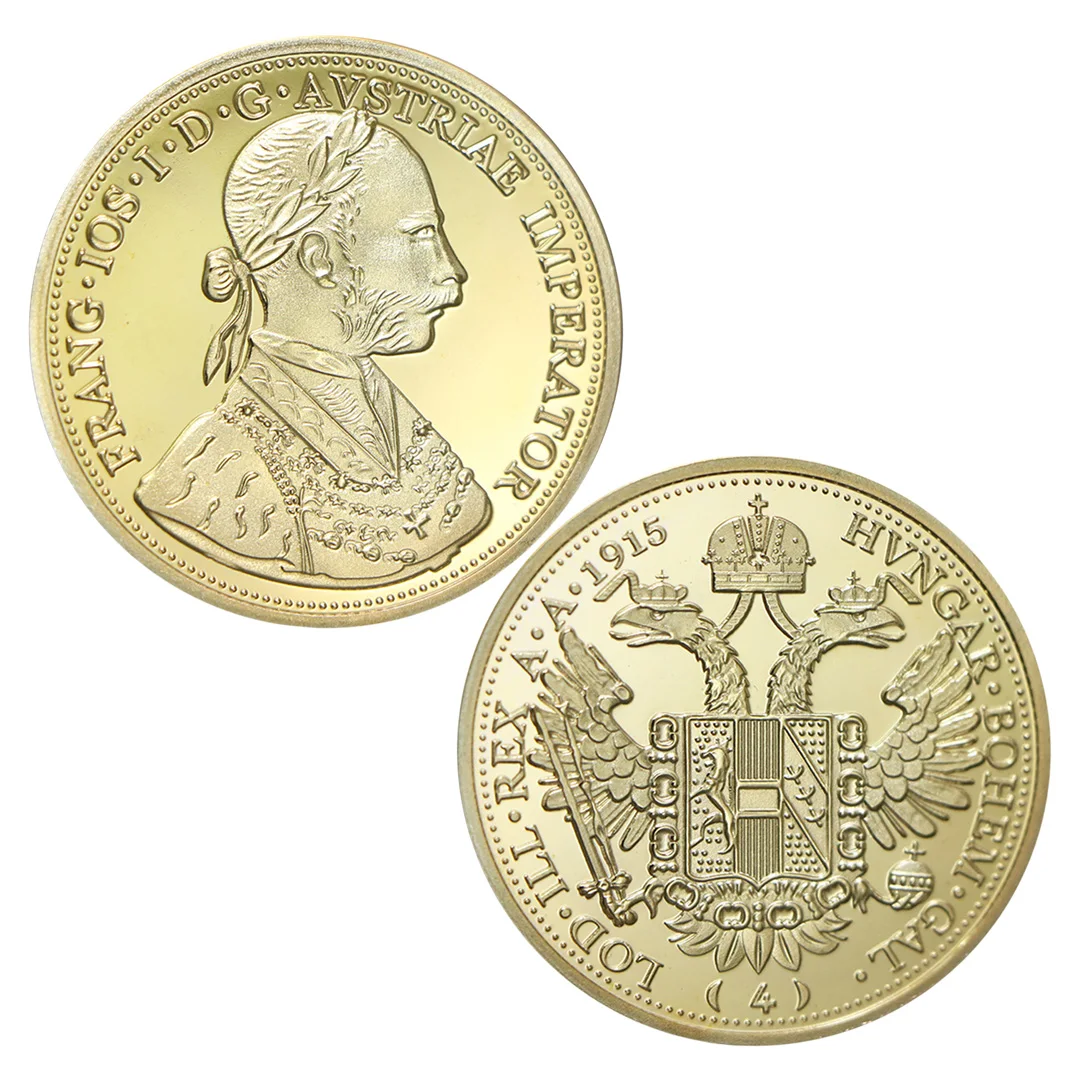 1915 Austrian Gold-plated Commemorative Coin - Franz Joseph I Collection Coin - Image 3