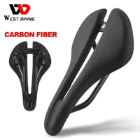 WEST BIKING Ultralight Carbon Fiber Speed Saddle Hollow Road Bike Seat Short Nose Racing Bike Saddle Triathlon Bike Accessories