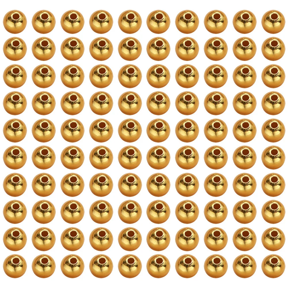 

300Pcs 14K Gold Round Spacer Beads Elegant Multi-Purpose DIY Crafting Materials Decorative Loose Beads for Jewelry Making