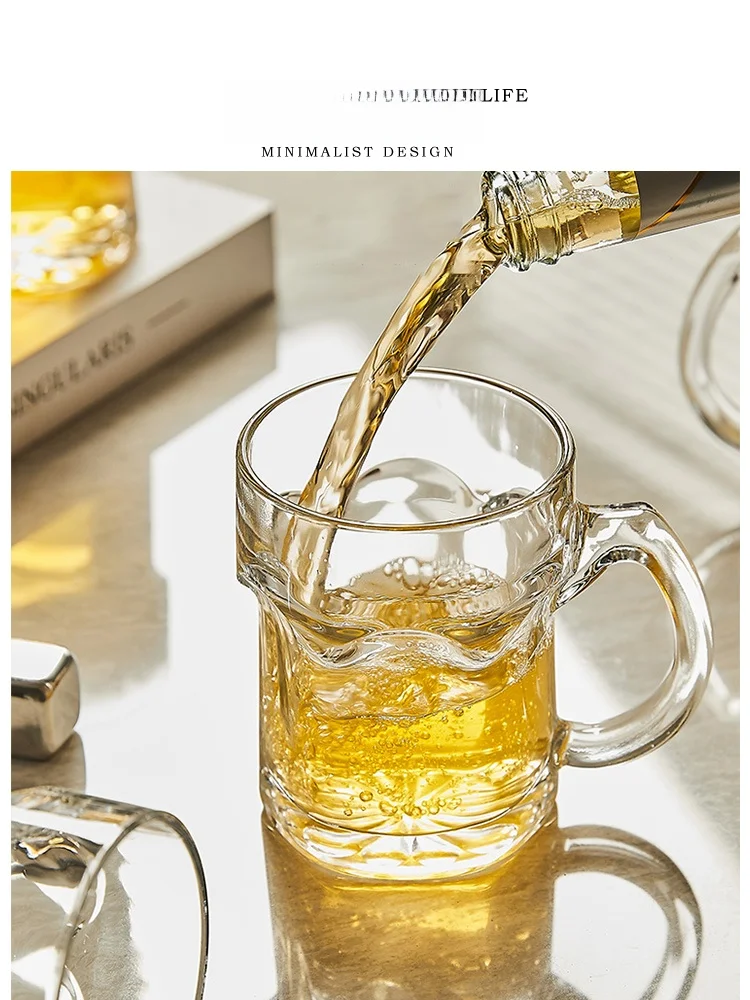Vaso de Cerveza Tlife Hoeg de Gran Capacidad con Asa, Taza de Cerveza Premium, Vaso para Jugo, Cristalería Coreana de Cristal