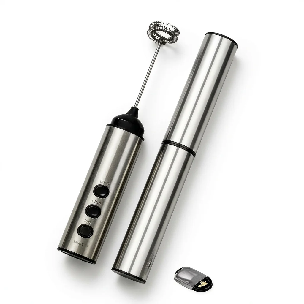 

Electric Milk Frother Stainless Steel Handheld Coffee Blender USB-C Rechargeable Beverage Blender for Latte Matcha