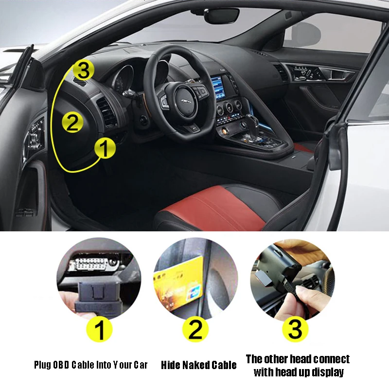 OBD2 On-board Computer Car Head Up Display HUD Digital Speedometer Trip Display Speed Fuel Consumption Temperature Gauge Alarm