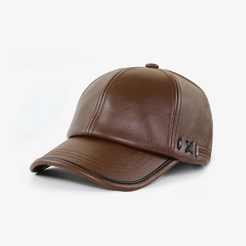 2024 Adjustable Men's Genuine Cowhide Leather Baseball Cap for Fall Winter Outdoor Sports Hat Men Real Cowhide Leather Caps