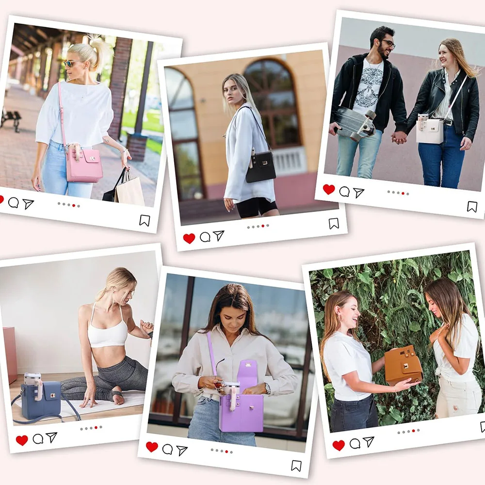 Bolsa de ombro crossbody com suporte para garrafa de água, bolsa de proteção multifuncional para férias, portátil ao ar livre, armazenamento de copo de água