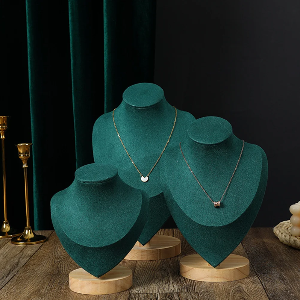 

1Pcs Necklace Display Rack Wooden Flannelette Portrait Neck Display Frame Jewelry Organizer Stand Portrait Neck Model