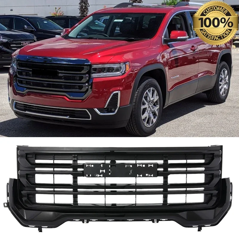 Front Upper Grille Lower Grill Gloss Black Fit For 2020-2024 GMC Acadia SLE SLT