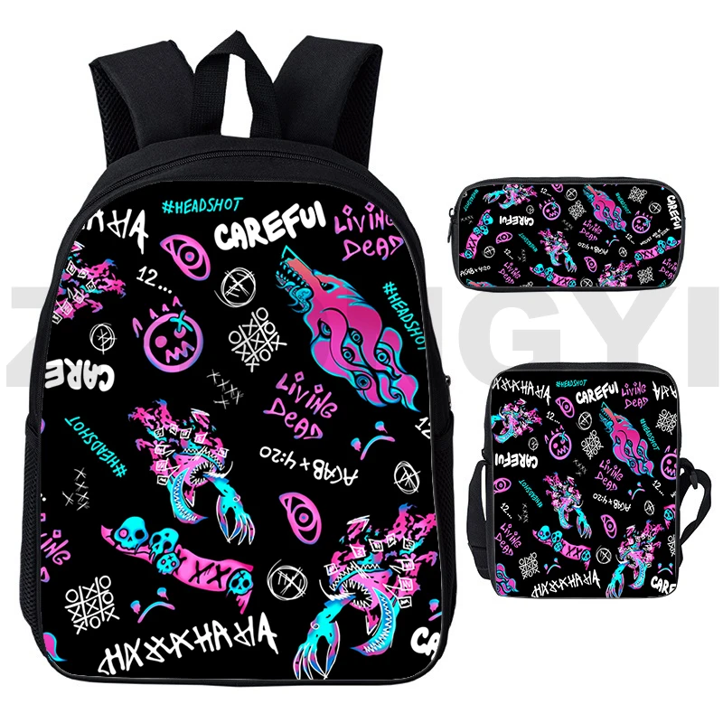 Mochila de lona impermeable con estampado 3D CS GO para niñas, mochila escolar de moda para niñas, bolsa de libros primaria de gran capacidad, bolso para computadora portátil, 3 piezas por juego