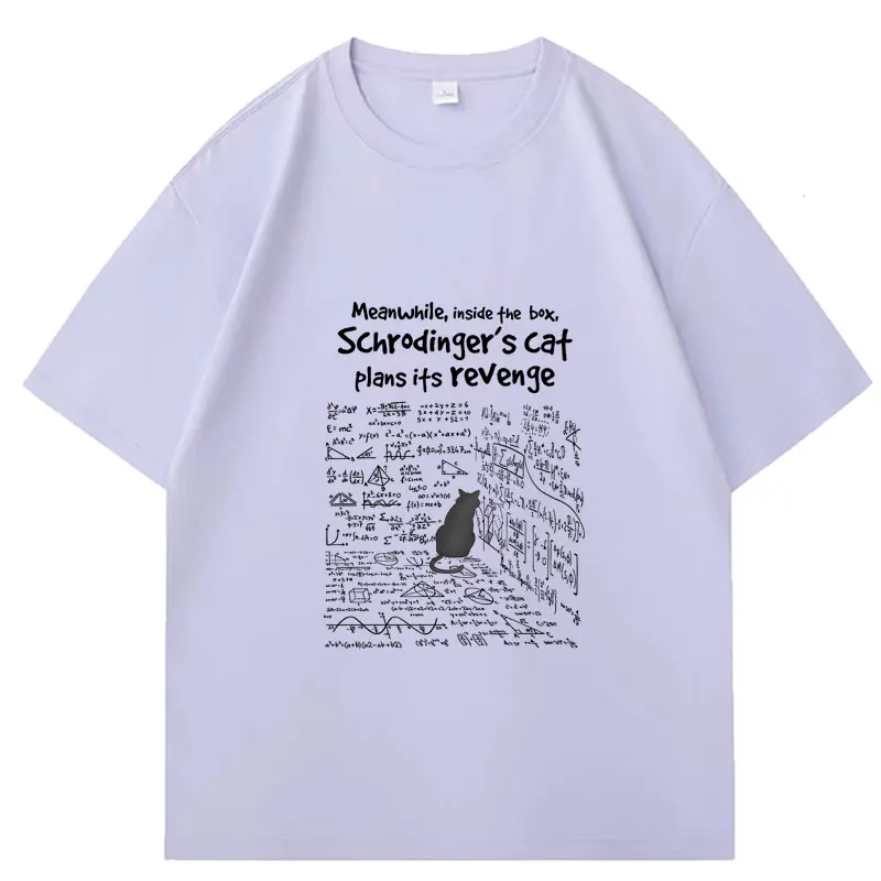القط الانتقام الرجال تي شيرت مضحك الرياضيات صيغة التي شيرت الذكور الإناث الملابس قصيرة الأكمام بلايز موضة الكرتون أنيمي الجرافيك تي شيرت