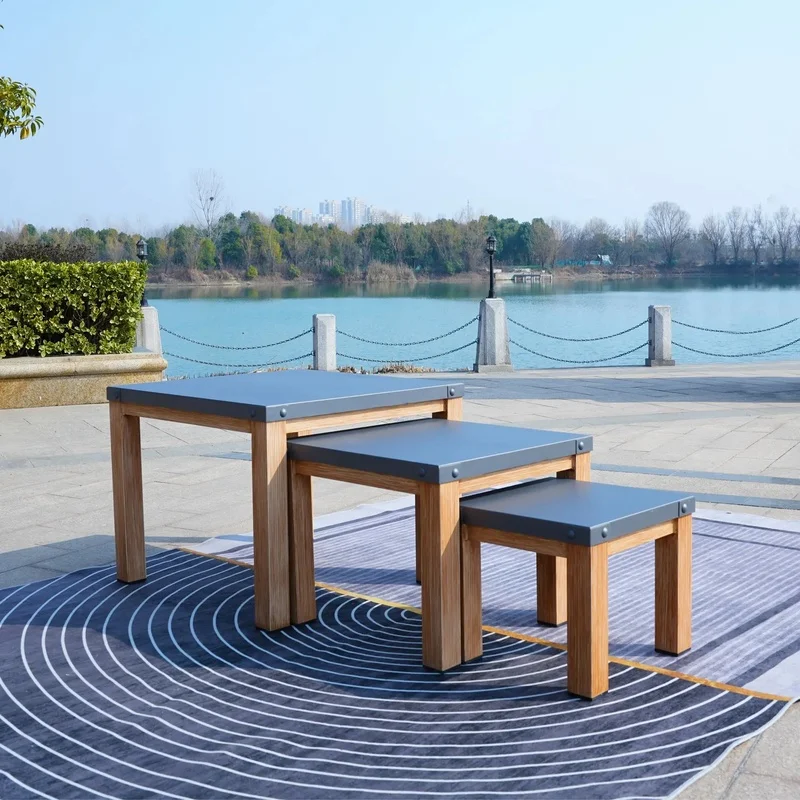

Aluminum Square Tables Set of Three for Indoor and Outdoor Use