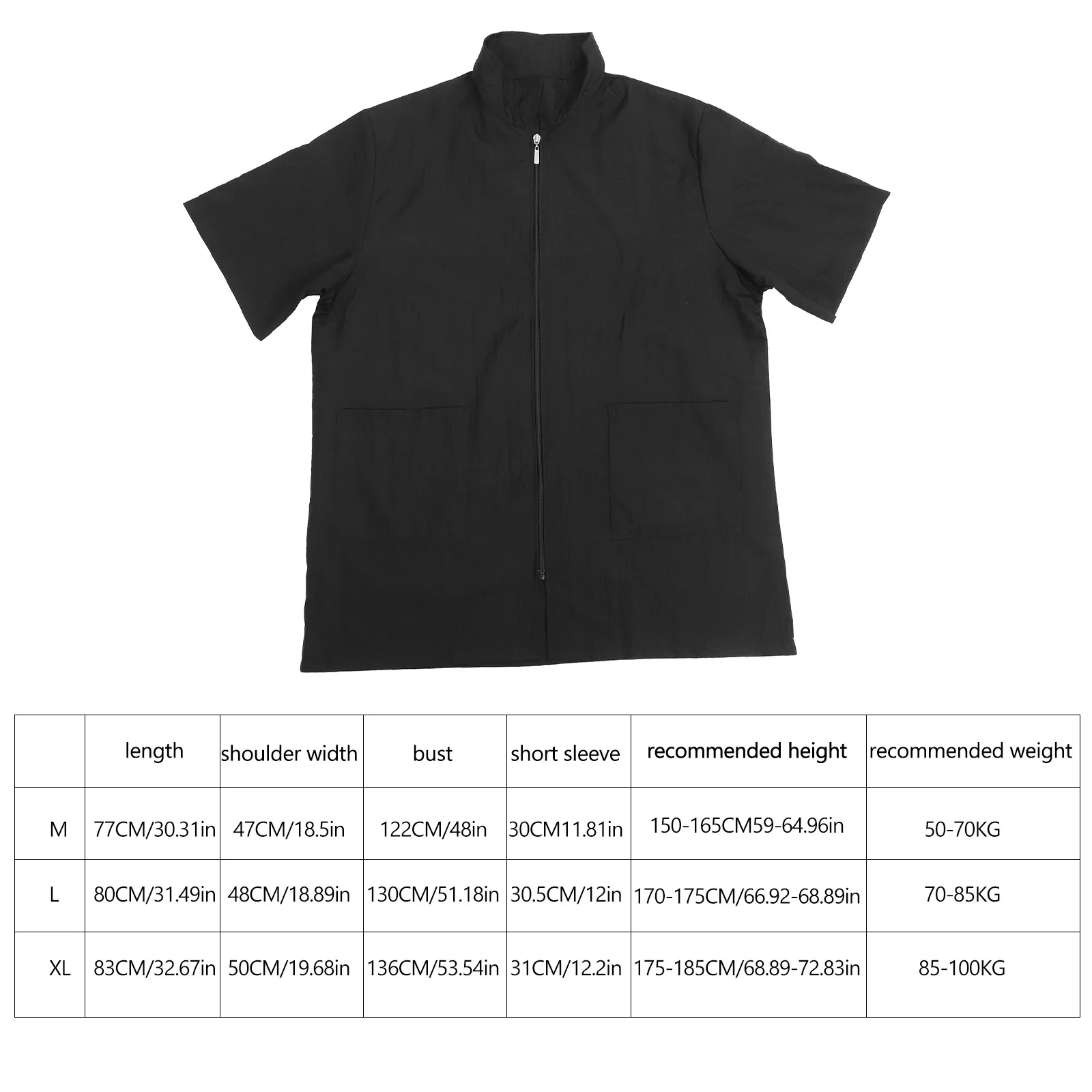 Ropa para teñir el cabello, ropa de trabajo impermeable con cuello vuelto de manga corta negra L para hombre y mujer, uniforme de peluquero duradero y elegante
