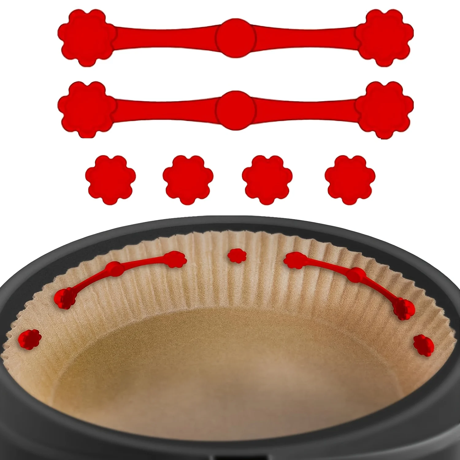 1/2Set Air Fryer Magnet Silicone Buckle for Holding Down Air Fryer Parchment Paper Lock Disposable Liners Prevent Paper to Burn