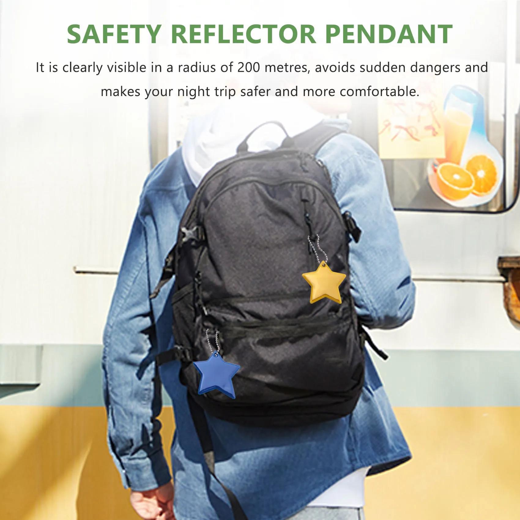 26 Pieces Children's Safety Reflector Pendant,Star Safety Reflector for School Bag,Backpack,Cycling,Walking,Running