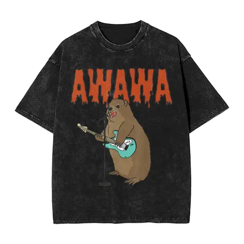 Imagen 1 del producto Rock Hyrax Awawa lindo Hyrax Meme camisetas para hombres Hyrax amante Angry Hyrax camiseta cuello redondo Camiseta ropa de manga corta