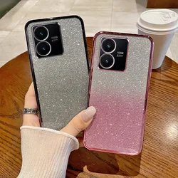 For Vivo Y22 Case Vivo Y22S Vivo Y22T Phone Case Shiny Glitter Plating Silicone Camera Lens Soft Back Cover