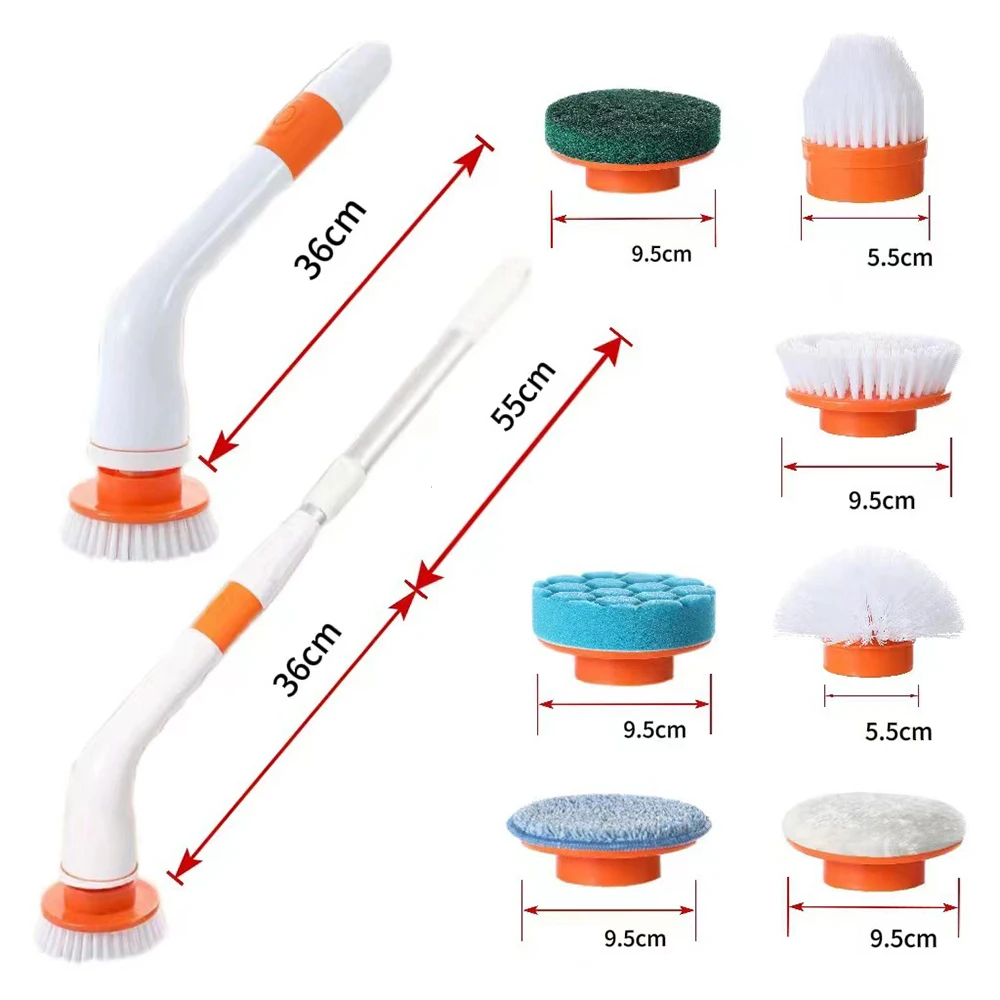 Беспроводная электрическая щетка для чистки ванной комнаты, окна, кухни, автомобильная многофункциональная бытовая вращающаяся чистящая машина