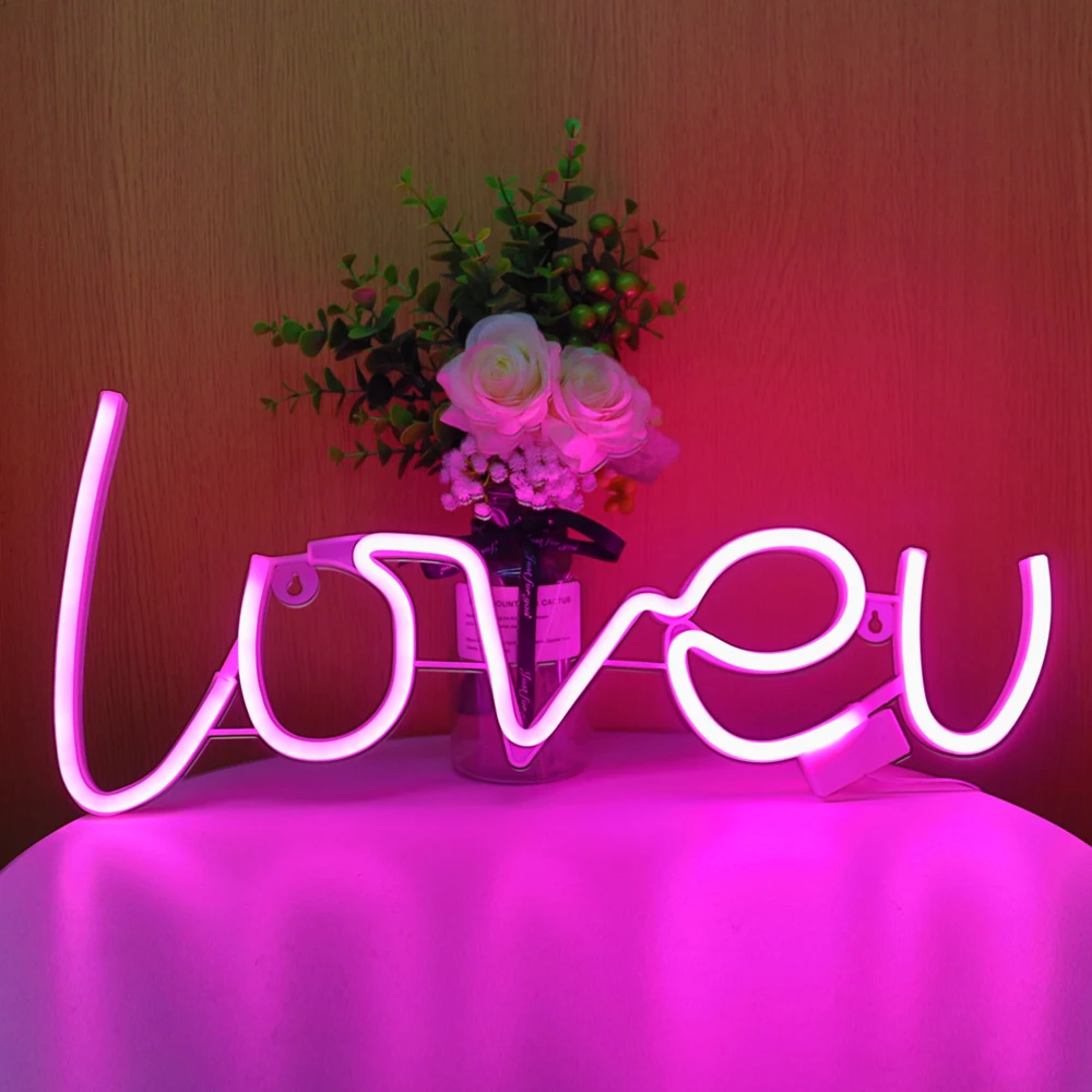 Wholesale Loveu Neon LED Wall Lights Store Greeting Signs Home Party Wedding Window Shop Decor Night Lamp Battery or USB Powered