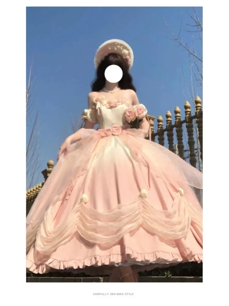 

New pink banquet dress for student Day coming-of-age ceremony