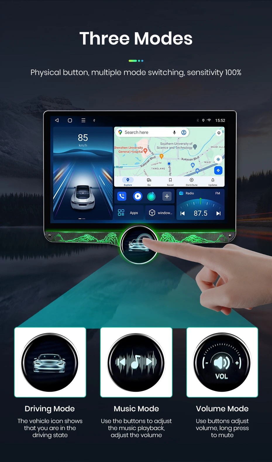 Junsun 11,5 Zoll 2K Touchscreen Kabelloses CarPlay für Apple Universelles Autoradio Android Auto Stereo Multimedia-Videoplayer Intelligente Fahrzeugsysteme 2 Din Autoradio-Haupteinheit GPS-Navigation BT 4G WIFI 8-Kern FM AM DSP RDS SWC DAB – Detail 12