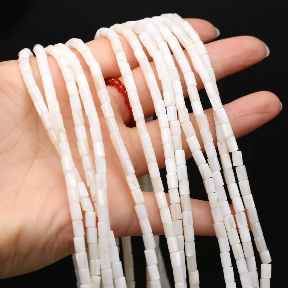 Natural Shell Beads Cylindrical Shape Punch Loose Beads Spacer Isolation Beads DIY Jewelry Making Bracelet Necklace Accessories