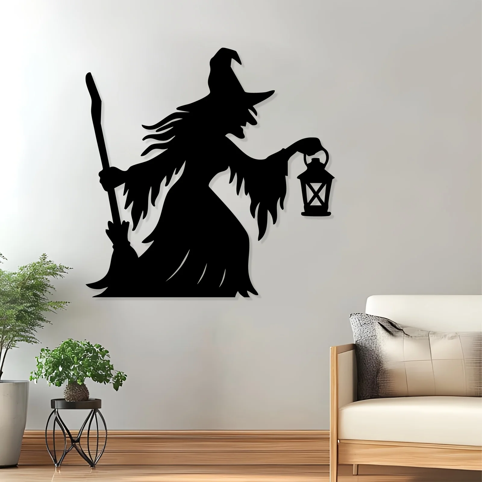 CIFBUY Wrought Iron Witch Wall Art, Rustproof Metal Gothic Decor, Mystical Statue for Garden Fence, Outdoor Halloween Yard Ornam