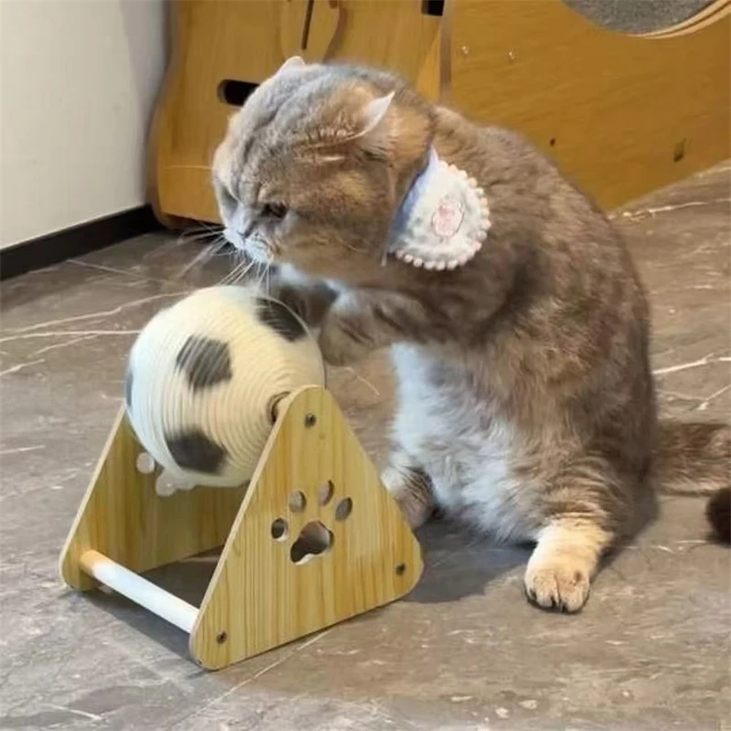 

Sisal Rope Cat Scratching Ball Stand Durable No Shedding Self Play Claw Sharpener Toy For Kittens And Adult Cats Home Table Gift