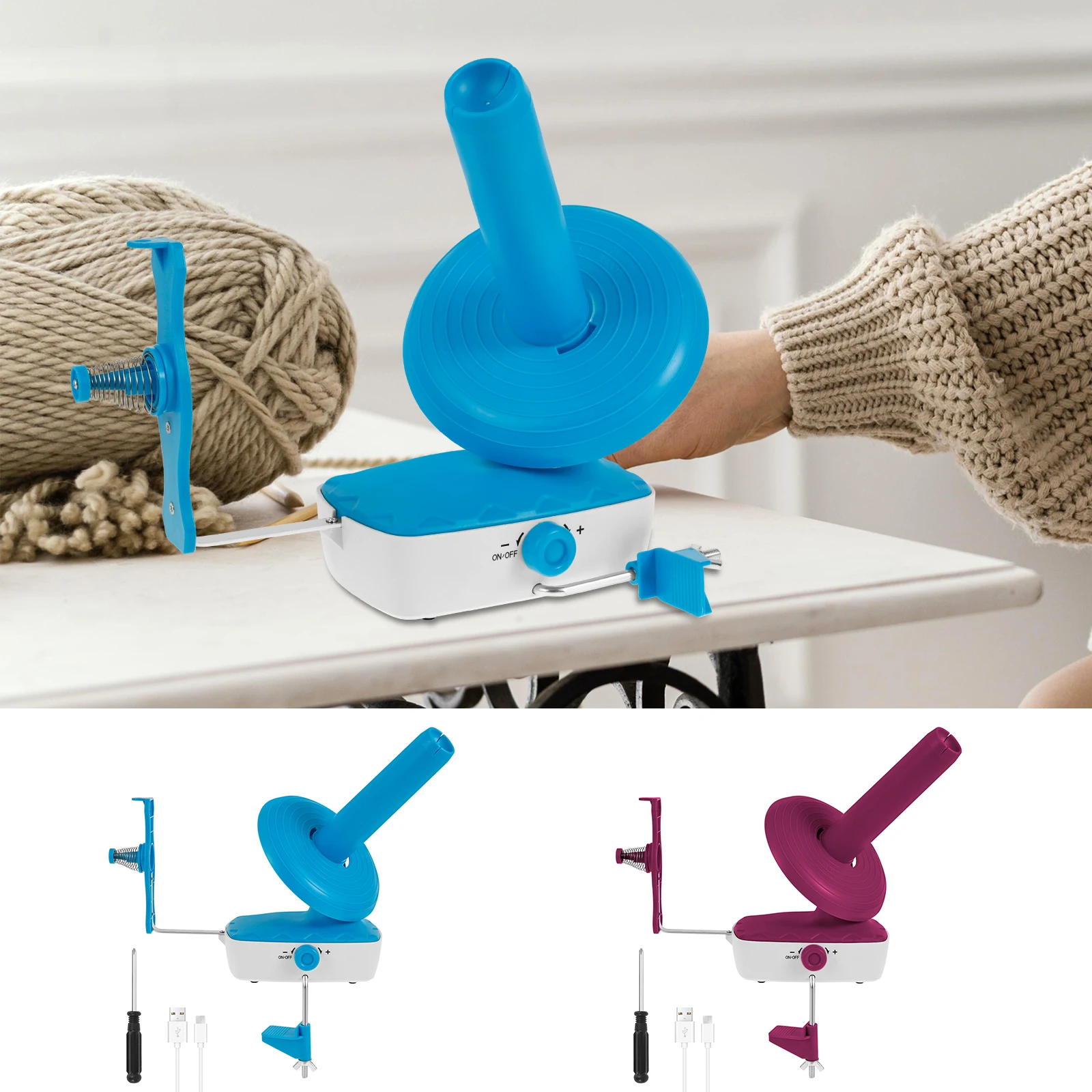 

Electric Yarn Winder 10oz Large Capacity Stable Tension Yarn Ball Winder Stepless Speed Crocheting Roller Spinner for Knitting