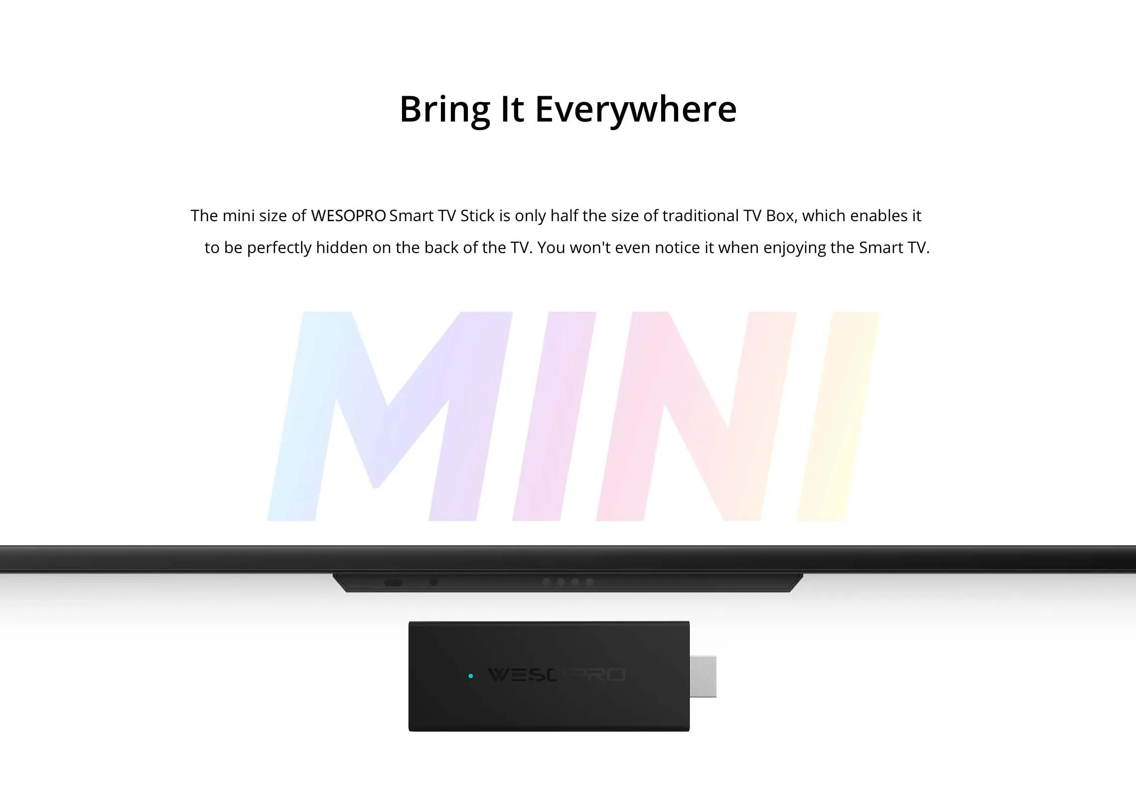 WESOPRO Android 14 TV Stick G2 Lite Smart IPTV Media Player 1 GB RAM 8 GB ROM Dualband 2,4 GHz/5,0 GHz Wifi6 4K 30fps Fire Mi Stick – Detail 3