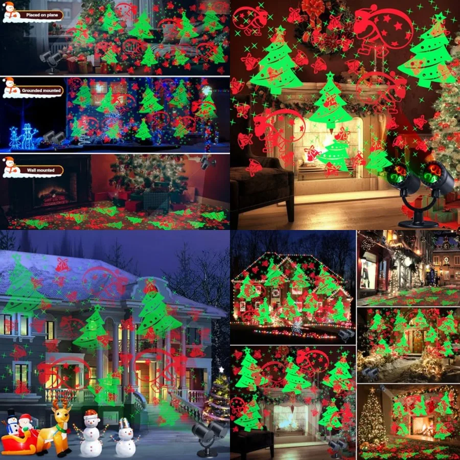 

Christmas Lights Projector, Christmas Decorations Lighting Projector, with Timer Dynamic Led Xmas Tree Santa Claus Jingle Bells