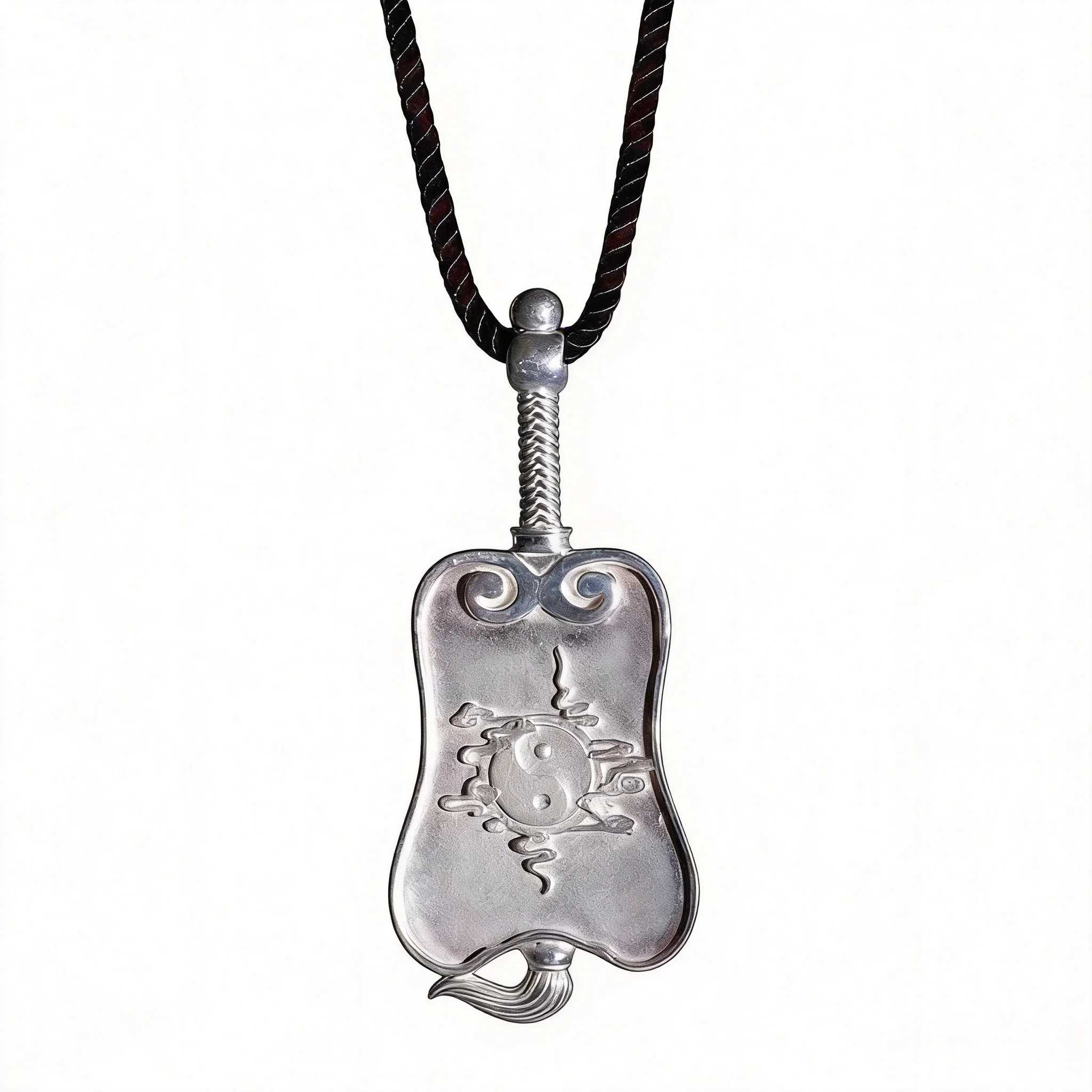 Traditional Chinese Style Yin Yang Tai Chi Sun Moon Mountain Sea Fan Pendant Necklace Lucky Blessing Fortune Transfer Auspicious