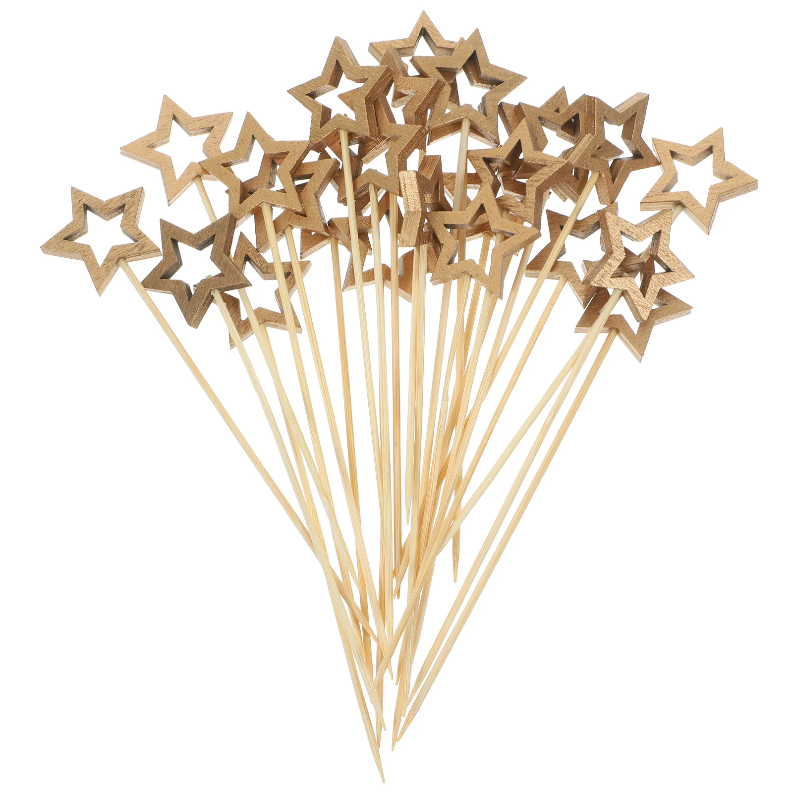 50 Pcs Stirring Rod Christmas Five-pointed Star Skewers Toy Food Sandwich Bamboo Restaurant Appetizer Picks