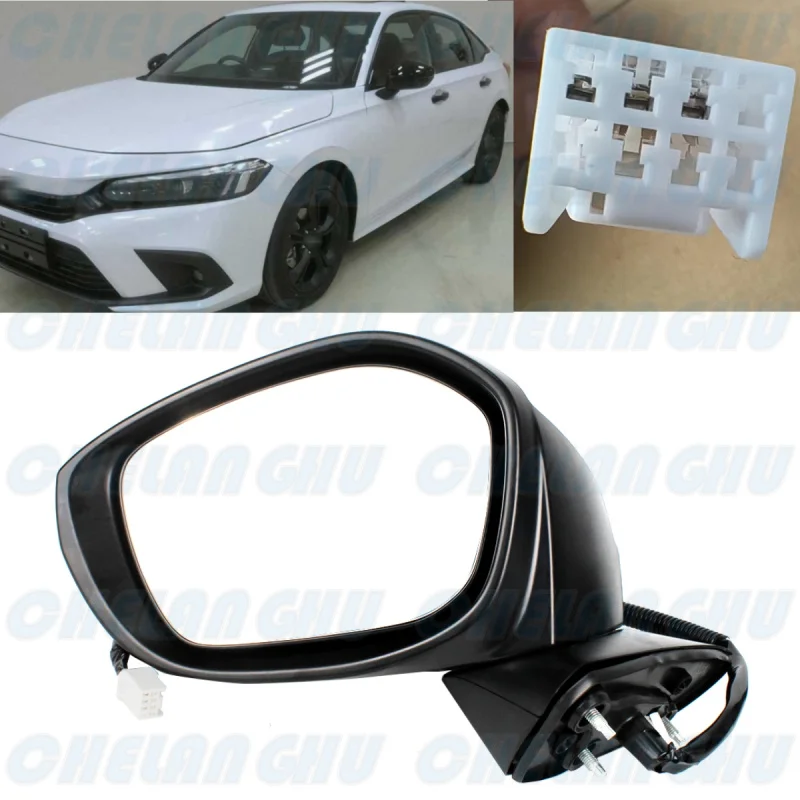 

For Honda US Version Civic 2022 2023 Left Side 3 Pins Pearl White Painted Power Adjust Reversing Mirror Assembly