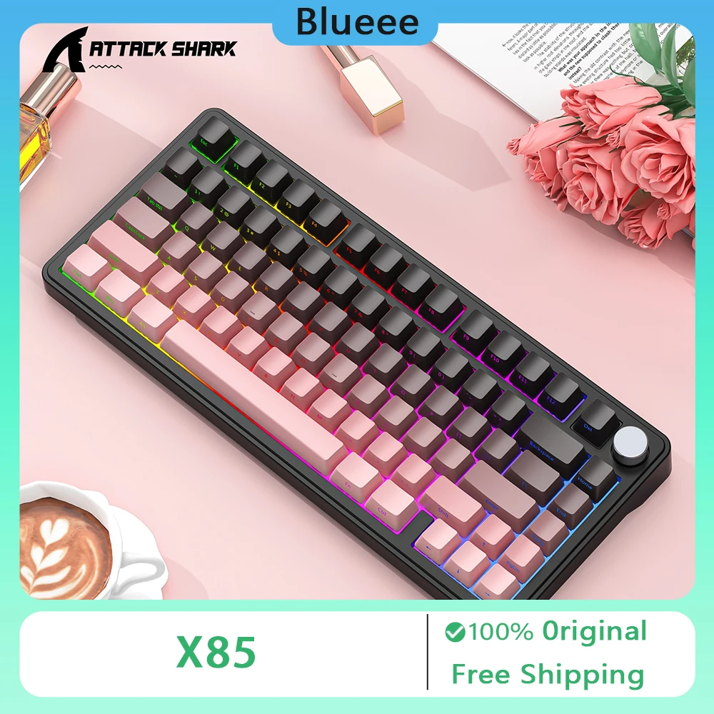 

ATTACK SHARK X85 Mechanical Keyboard with Knob Gasket 75% Tri-Mode(BT5.0/2.4G/USB-C) Wireless Gaming Keyboard Office Accessories