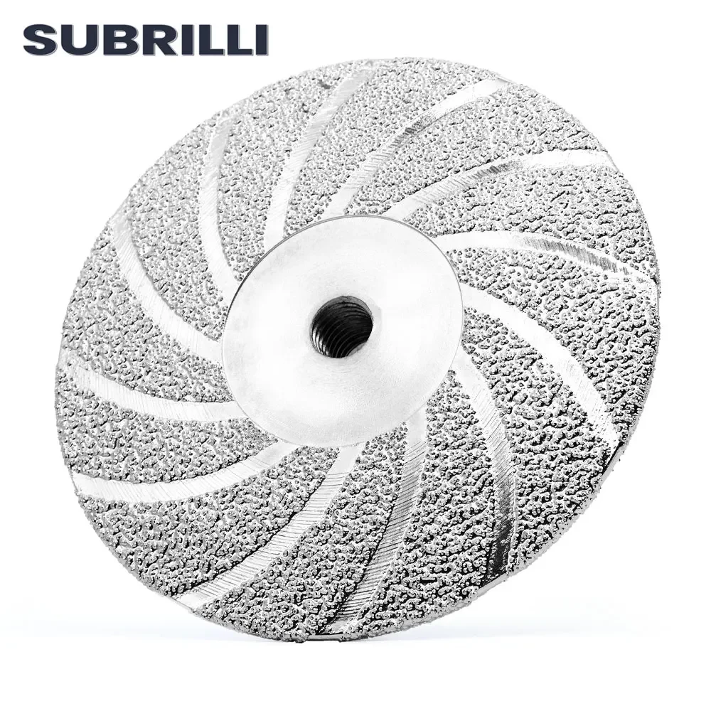 

SUBRILLI 5 Inch Diamond Vacuum Brazed Grinding Wheel Double Side Cutting Disc M14 5/8"-11 Thread Saw Blade For Angle Grinder