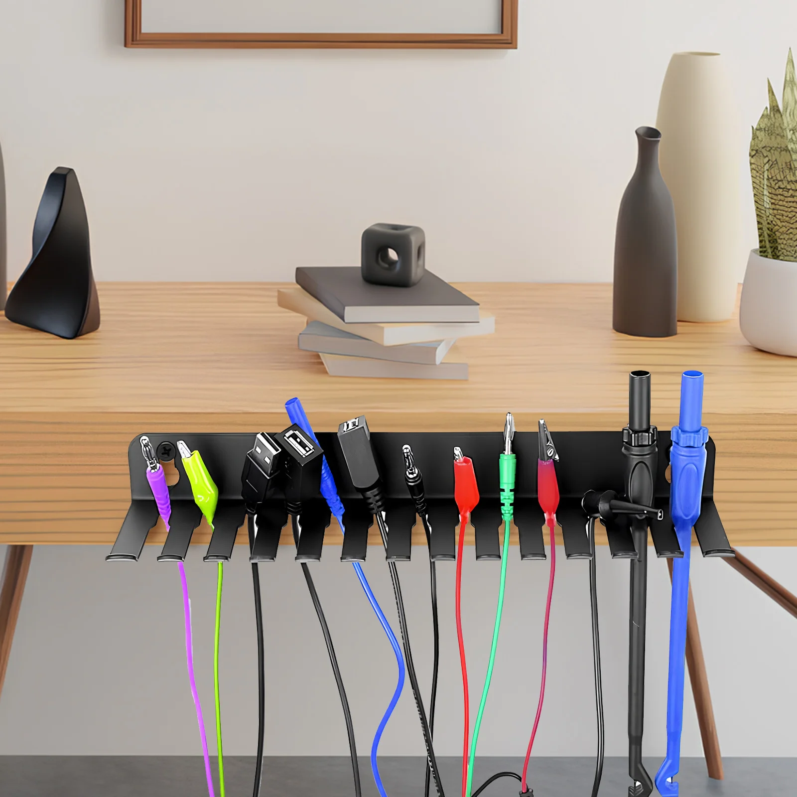 

Wall Mount Slot Storage Rack Cable Holder Carbon Steel Wire Organizer Cable Management Electrical Wire Bracket for Home Office