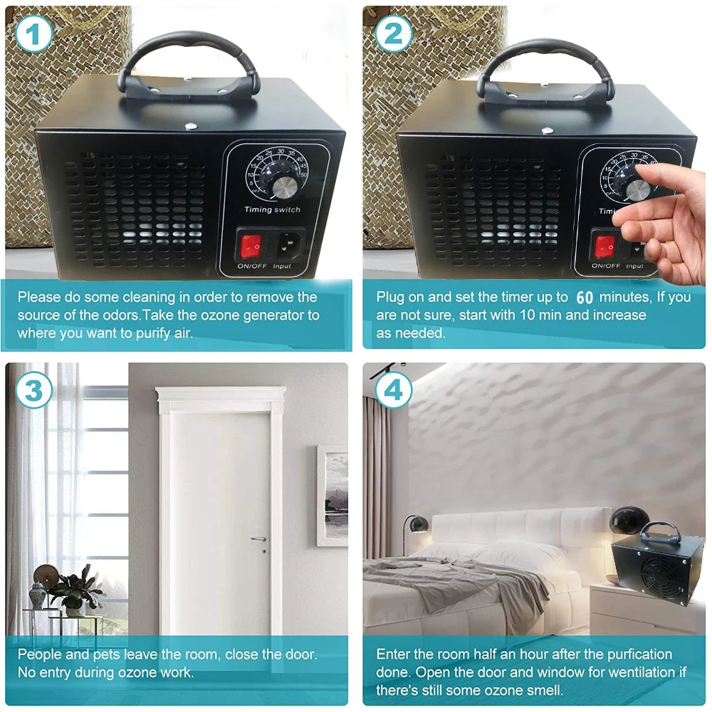 مولد الأوزون 60,000 ملغ مزيل الروائح الكريهة لتنقية الهواء الصناعية O3